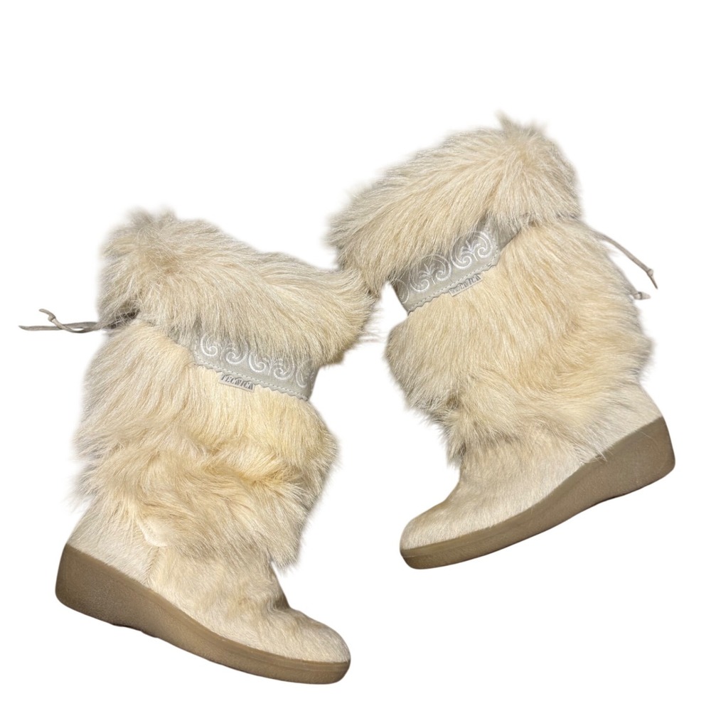 Tecnica Vintage Faux Fur Moon Boots Cream Off White Made in Italy Women 38